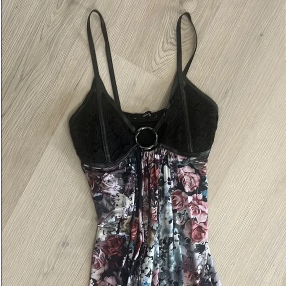Beautiful Floral Maxi Dress with Sexy Strappy Leather Detail - Picture 2 of 5